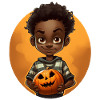 Cute Halloween Kid with Pumpkin