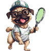 Game enthusiast pug: tennis and