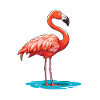 Flamingo Cartoon Kawaii Aquarelle Illustration
