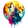 Wolf howls at the moon