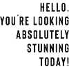 Hello. You're looking absolutely stunning today!