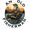 Old angler on boat