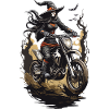 Motocross Hexe Halloween Biker Magie