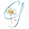 Letter G Daisy Heart