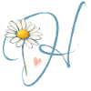 Letter H Daisy Heart