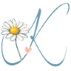 Letter K Daisy Heart
