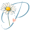 Letter P Daisy Heart