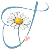Letter T Daisy Heart