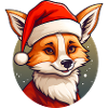 Fox with Santa hat