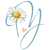 Letter Y Daisy Heart