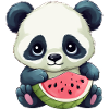 Cute panda with watermelon