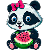 Süßes Panda-Mädchen mit Wassermelone