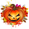 Halloween pumpkin with autumnal graffiti