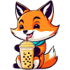 Niedlicher Fuchs mit Bubble Tea