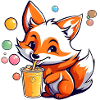 Niedlicher Fuchs mit Bubble Tea