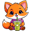 Cute Fox with Bubble Tea