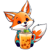 Niedlicher Fuchs mit Bubble Tea