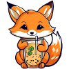 Cute Fox with Bubble Tea