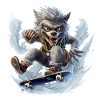 Howling Ollies: Moonlit Skateboarding Werewolf Tee
