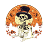 Autumnal skeleton with pumpkin