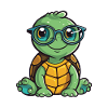 Turtle Wearing Glasses Cartoon Kawaii Illustration