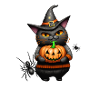 Halloween Cat and Pumpkin