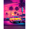 Neon Car at Sunset