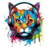 Cat with Headphones Music