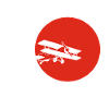 Avion blanc et soleil rouge