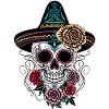Sugar Skull Halloween Roses Sombrero