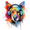 Dog with headphones music