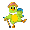 Parrot Pensioner Walking Stick