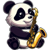 Cute panda with a saxophone