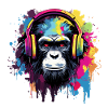 Monkey with headphones music