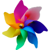 Windmühle in Regenbogenfarben