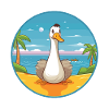 Gås Tecknad film Yoga Beach Sommar Illustration
