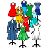 Mannequins with women's and girls' clothes