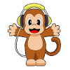 Monkey Musician Headphones Music