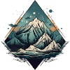 Mountain landscape with starry sky