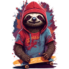 Sloth cool freedom skater skateboard