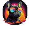 80s 90s Synthwave French Bulldog