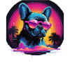 80s 90s Synthwave French Bulldog