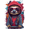 Sloth cool confident skater skateboard