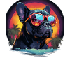80s 90s Synthwave French Bulldog