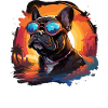 80s 90s Synthwave French Bulldog