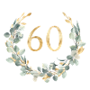 Number 60, eucalyptus wreath, customizable