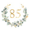 Number 85, eucalyptus wreath, customizable