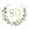Number 80, eucalyptus wreath, customizable