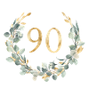 Number 90, eucalyptus wreath, customizable