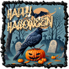 Crow over pumpkin – Spooky Halloween feeling